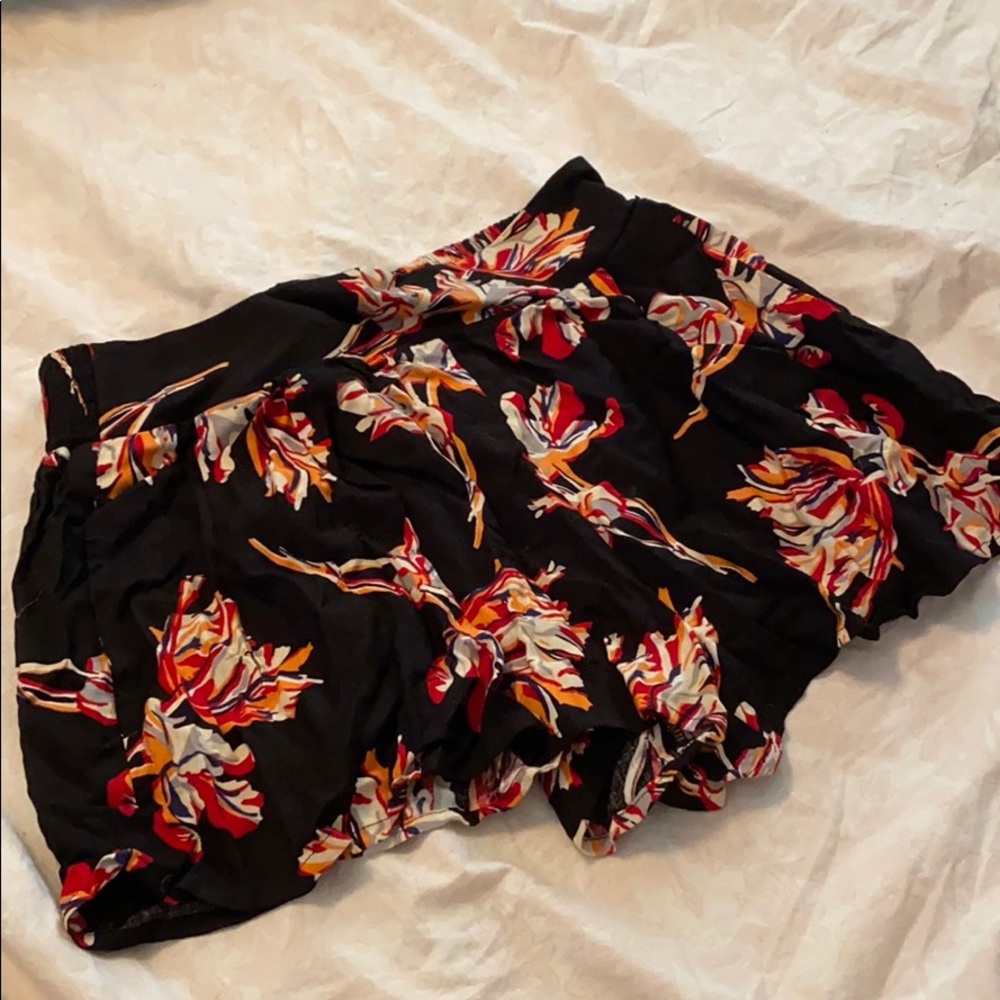 Tropical Skort Black Summer Shorts Small